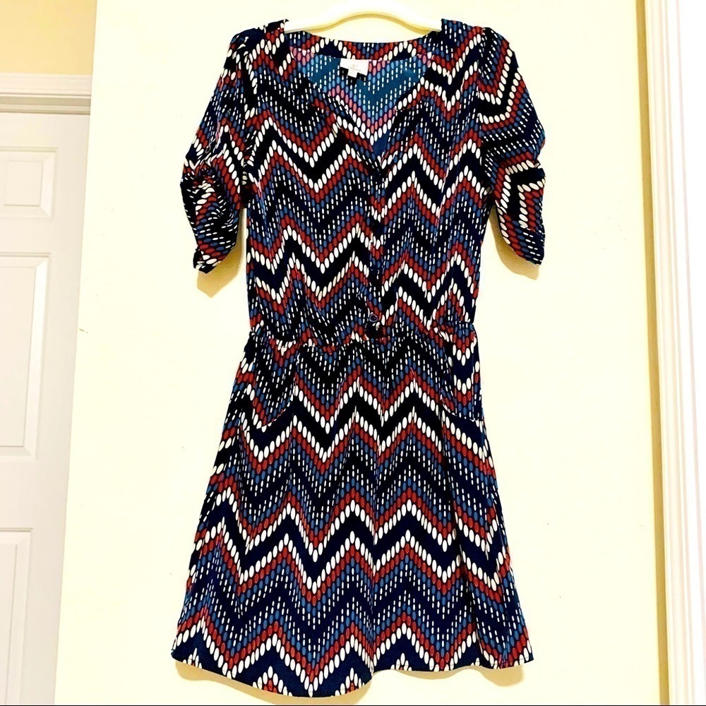 Hot & Delicious zig zag Print mini Shirt Dress women’s size S